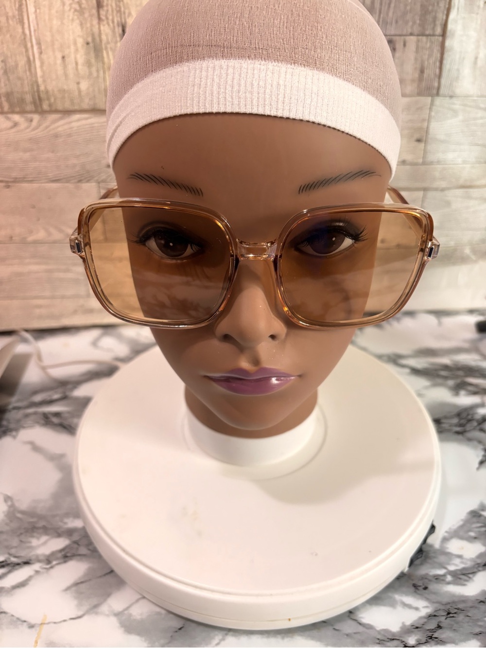 Translucent Brown Oversized Square Sunglasses - Picture 1 of 2